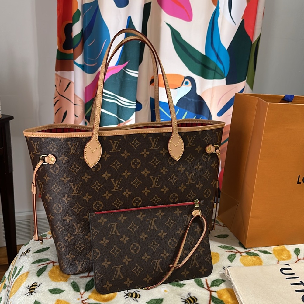Louis Vuitton Neverfull MM monogram WITH POUCH and organizer insert AUTHENTIC - Picture 10 of 13